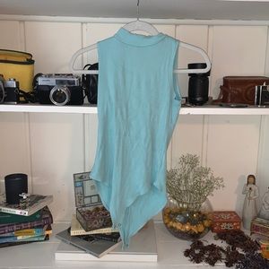Blue turtle neck bodysuit